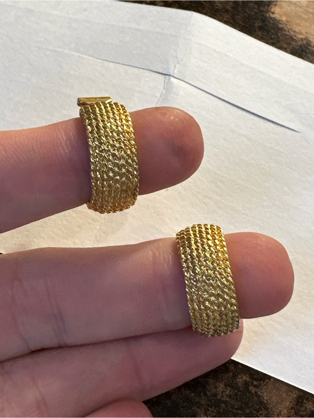 Monet Gold Tone Textured Clip-On Hoop Earrings Vintage Signed Designer Jewelry